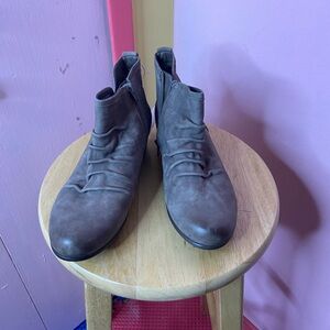 Gray Leather Ankle Boots